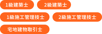 資格手当 右記資格保有者に手当て支給また、更新・研修費用も会社が負担 種類 1級建築士 2級建築士 1級施工管理技士 2級施工管理技士 宅地建物取引士 